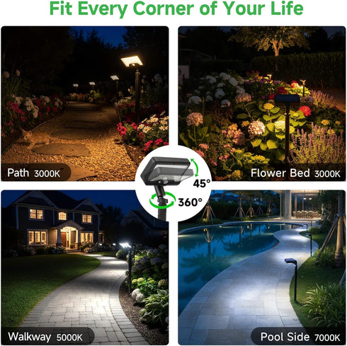 3 IP65 Solar Pathway Lights Outdoor, Modes Motion Sensor Path Light Warm & Daylight Selectable, Waterproof Walkway LED