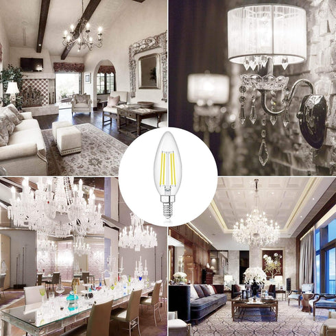 winshine E12 Candelabra LED Bulbs Dimmable 4000K Daylight, 60W Equivalent, 6 Pack