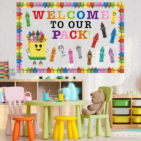 Hedeey 72 Pack Pcs Crayon Bulletin Board Decorations for Classroom,Welcome to Our Crayon Theme Classroom Decor