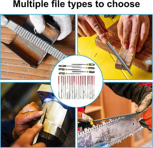 26Pcs Needle File Set, 6Pcs Wood Rasp + 10Pcs Mini Diamond Needle File Set