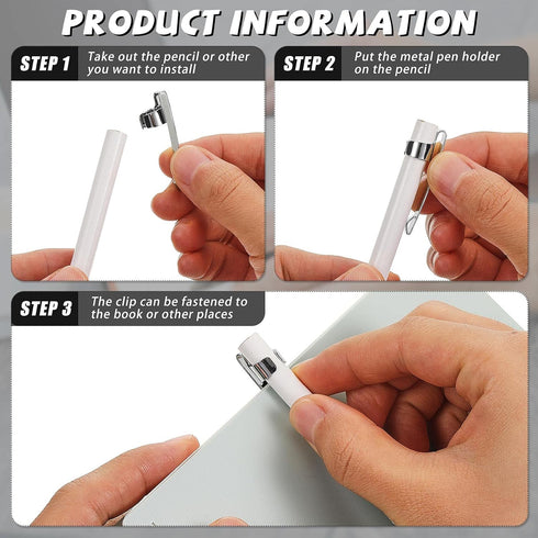 Zonon Metal Pencil Clips, Slide on Pencil Pocket Epoxy Pen Clips for Office Home (20 Pieces)
