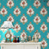 5482 Luxury Damask Peel and Stick Wallpaper 17.7" 9.8ft Cyan Peony Floral Self Adhesive Contact Paper Removable Damask Furniture Decorative Paper Vinyl Film Roll by JZHOME