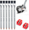 KALOUR Detail Eraser Pencil, 6pc Eraser Pencils with Brush and 2pc Sharpener, Fine Detail Eraser for Sketching,