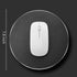 Metal Aluminum Mouse Pad, Round Thin Hard Mouse Mat with Leather Surface, Silver and Black for Precision Control