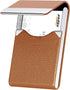 Padike Leather Business Card Holder - Slim Metal Case with Magnetic Shut (Apricot)