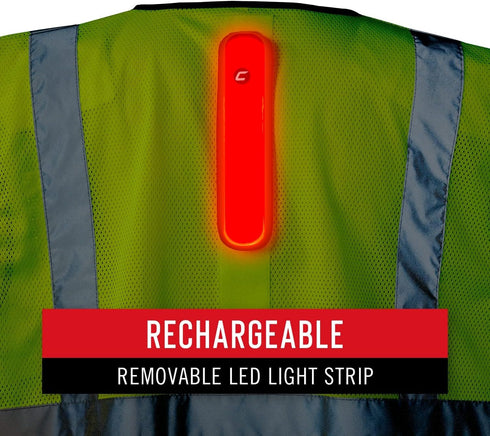 Coast SV300 Rechargeable High Visibility Safety Vest, Dual Mode, Zip Front, 2 Pockets, ANSI/ISEA Standards, Yellow XL