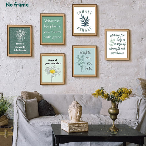 Lincia 9 Pcs Boho Mental Health Posters, Motivational Psychology Decor, 8 x 10 in (Green)