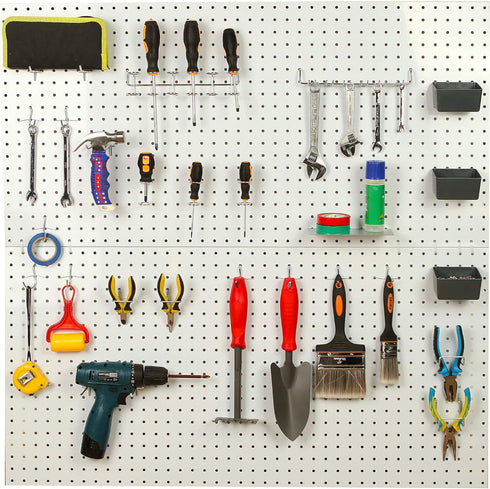 FRIMOONY Pegboard Hooks Assortment with Pegboard Bins, 140 Piece for Organizing Various Tools