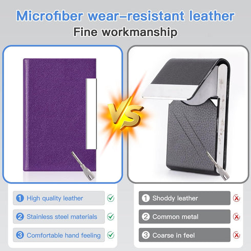 Padike Business Card Holder, Professional PU Leather & Stainless Steel Multi Card Case for Men & Women
