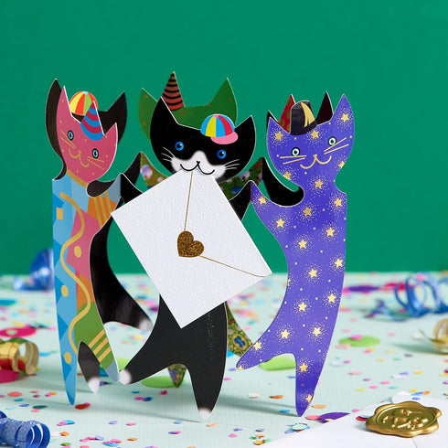 NIQUEA.D Cats with Party Hats Blank Card