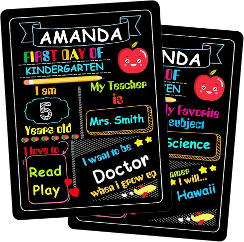 WaaHome First Day of School Chalkboard Sign - 9''X12'' First and Last Day of Kindergarten Photo Prop