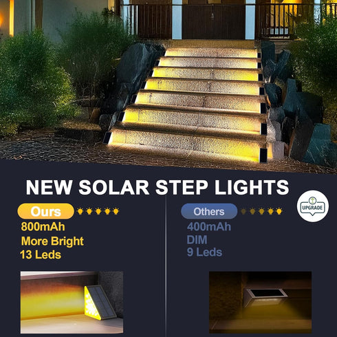 IP67 6 Pack LED Solar Step Lights Waterproof Outdoor Stair Lights, Solar Deck Lights Outdoor Decor Solar Decoration