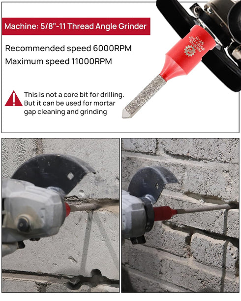 5/16''x4-3/4''(8x121mm) FOCSTOL Diamond Mortar Raking Bit - Mortar Router Bit with Carbide Tipped for Mortar Removal