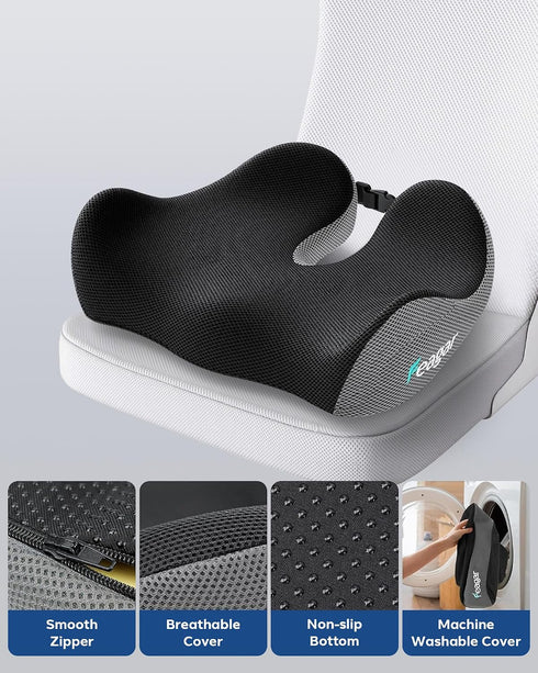 Tailbone Feagar Seat Cushion - Office Chair Cushion for Hip, Sciatica & Pain Relief - Memory Foam Pressure Relief Seat