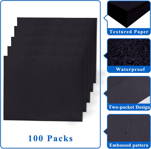 Zzrywuty 100 Packs Two Pocket File Folders with Business Card Slot, Textured Paper, Letter Size for School and Office