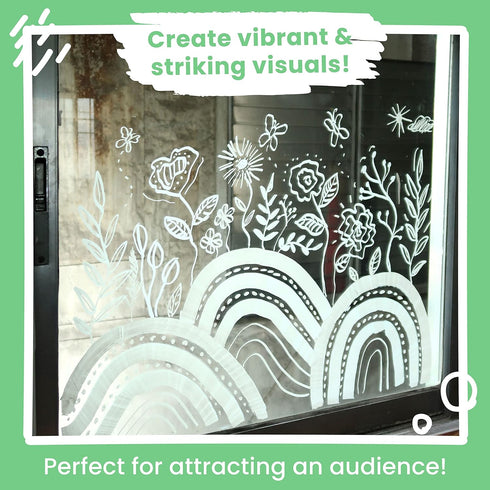 White Jumbo Chalk Markers - 15mm Window Markers, Pack of 4 White Pens for Cars, Chalkboard, Whiteboard, Glass, Bistro