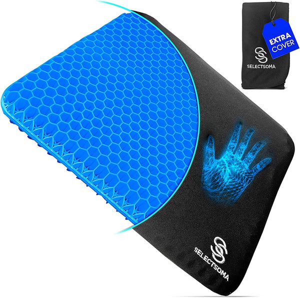 SelectSoma Double-Thick Gel Seat Cushion for Long Sitting Pressure Relief for Back,