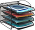 Mind Reader Paper Tray, Desktop Organizer, Wall Mountable File Storage, Metal Mesh, 11.5" L x 14.25" W x 11.5" H, Black