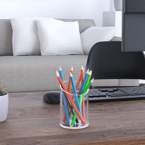 Pen Holder for Desk Organizer, Acrylic Makeup Brush Organizer and Sanitizer Holder for Office and Home (Clear)