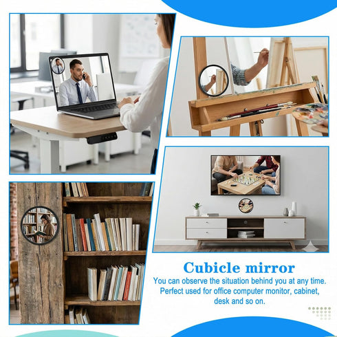 GEEHUA 4PCS 2.3" Cubicle Mirror, Wide Angle Rear View Convex Mirror Adjustable Cubicle Mirrors to See Behind You