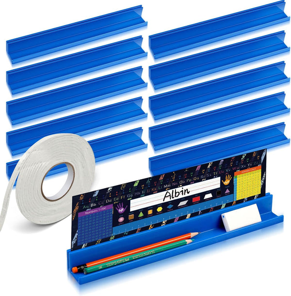 PerKoop Classroom Desk Name Plates Holder, Index Cards Storage Kids Desk Accessories Desktop Helper Prop and Park