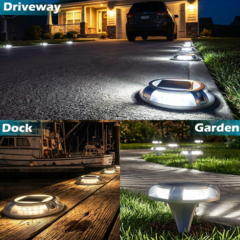 4 40 (1 Pack) SIEDiNLAR Solar Driveway Lights Outdoor Modes LEDs Deck Driveway Markers Marine Dock Light Waterproof