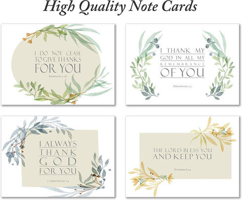 Pack 48 Thank You Inspirational Bible Verse Note Cards with Envelopes