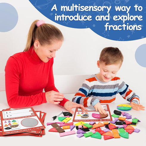 Set Torlam Magnetic Fraction Tiles & Fraction Circles Activity - Math Manipulatives for Elementary School - Fraction