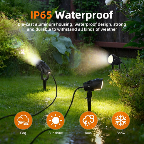 Vamnee 12W 120V 2 Pack Christmas Spotlights Outdoor, RGB Color Changing Landscape Lighting Waterproof Spotlight