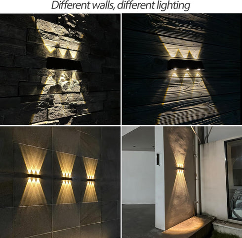 3000K Mrzxy Solar Lights Outdoor Up and Down Waterproof Aluminum Solar Sconce Dusk to Dawn Warm White for Sign, Yard