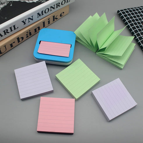 Lined Pop Up Sticky Note, 3x3 inch, 6 Pack, Accordion Style Self-Sticky Notes with Lines, 100 Sheet/Pad
