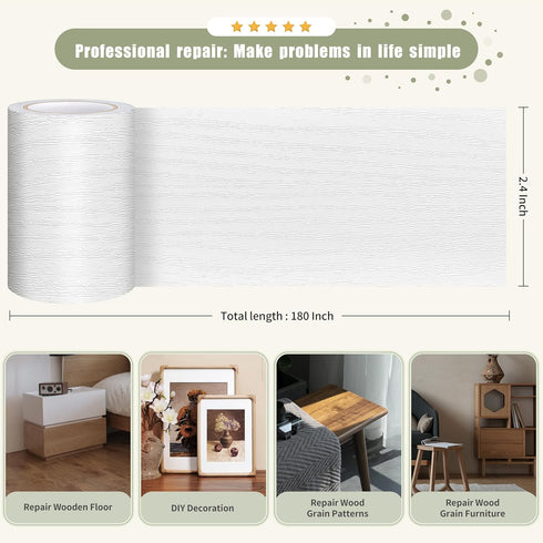 Wood Grain Tape, 2.4" X15', Self Adhesive Repair Patch for Furniture Renovation, Tables, Chairs, and Doors