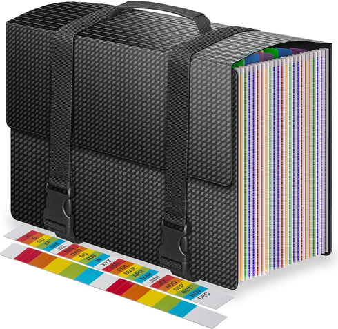 Expanding File Folders, 25 Pockets Accordion Organizer with Handle, Portable Filing Folder for A4/Letter Size, 2
