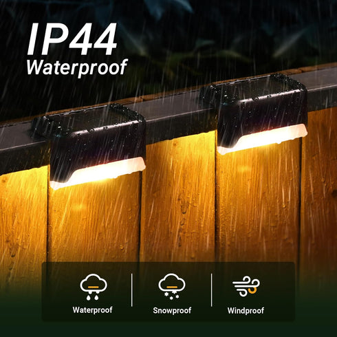 Balcony(12 Pack,Warm PATIOWIN Solar Deck Lights Outdoor, Solar Step Lights Waterproof Led Lights for Outdoor Stairs