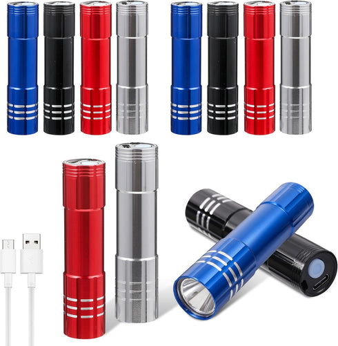 12 Pack Mini Small LED Flashlights USB C Rechargeable Flashlights Bulk Portable