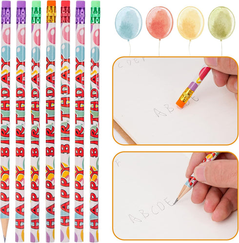 Kolewo4ever 200 Pcs Happy Birthday Pencils, Colorful Printed Pencils for Classroom Birthday Party Supplies