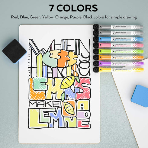 Nicpro Dry Erase Lap Board, 9 x 12 inches, 2 Pack Kid Double Sided Blank Lapboard with 8 Pens, 2 Erasers for Classroom