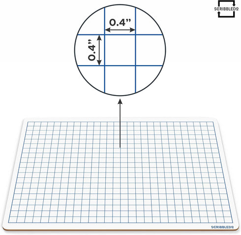 SCRIBBLEDO 9" x 12" Dry Erase Grid Whiteboard, Double Sided Graph Board for Kids, Portable Dry Erase Lapboards