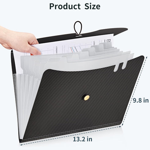 JARLINK 7 Pockets Expanding File Folder, A4 Size Accordion Document Organizer, Portable Cute Paper Organizer, Black