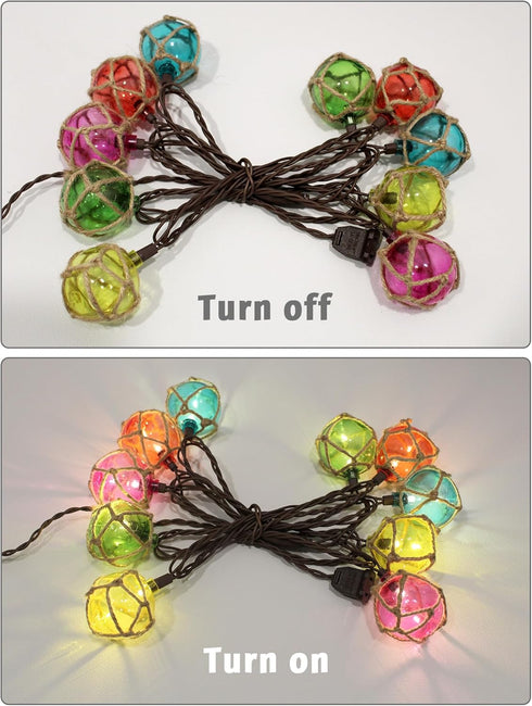 8.5 Set 10 Ft Nautical Fishing Float String Lights, Plug in Beach Themed Buoy Lights of LED Tiki Bar Lights Indoor Home