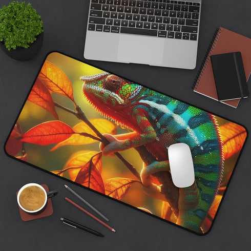 GENERIC Chameleon Color Changing Premium Desk Mat with Vibrant Forest Leaves Design