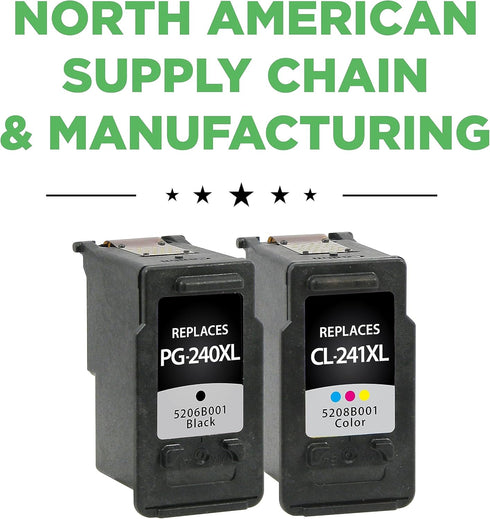 Clover Remanufactured High Yield Ink Cartridges for Canon 5206B031 (PG-240XL/CL-241XL), 2 Pack XL