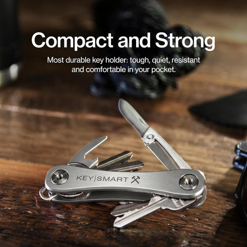 14 KeySmart Rugged - Multitool Key Holder for Keychain w/Bottle Opener and Pocket Clip, Organizer for Keys, EDC