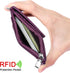 ELV PU Leather ID Badge Holder with Zipper, 5 Card Slots, RFID Blocking Pocket, 20 inch Neck Lanyard, Purple