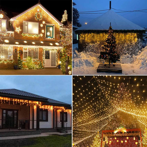 YASENN 100LED 9.9Ft Icicle String Lights, 8 Lighting Modes with Timer, Connectable Fairy Plug-in for Christmas