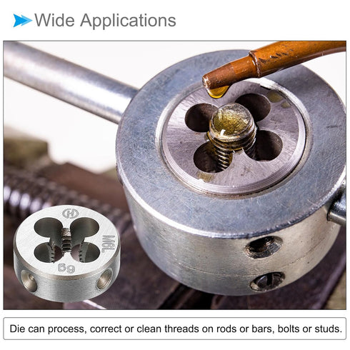 Metric Tap and Die Set, M6 x 1 Tap & Die Thread with 5.0mm Drill Diameter for Tapping Repair