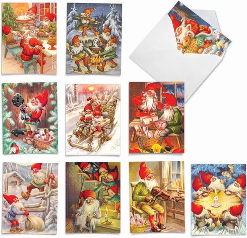 The Best Card Company Pack of 10 Retro Christmas Greeting Cards with Envelopes, Humor Holiday Assortment for Men