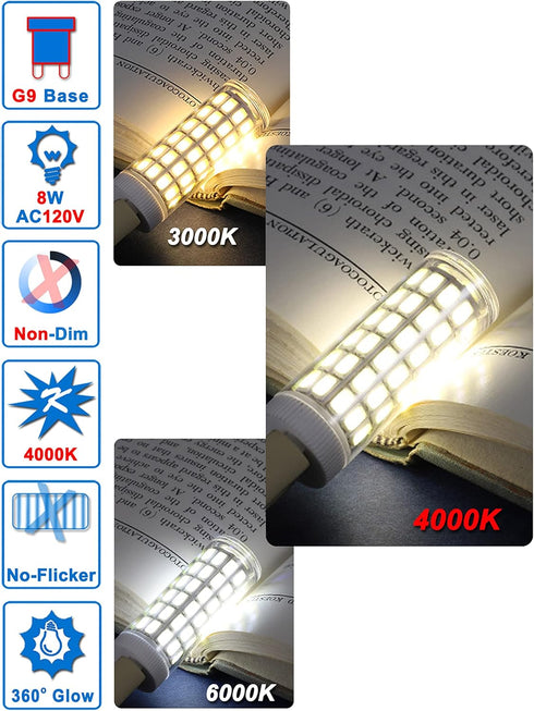 G9 Bulbs 75W 80W 100W 4000K White,1000 AC120V G9 8W Bulb Ligting,5Pack Ziomitus Led Replacement Natural lm, Bi-pin