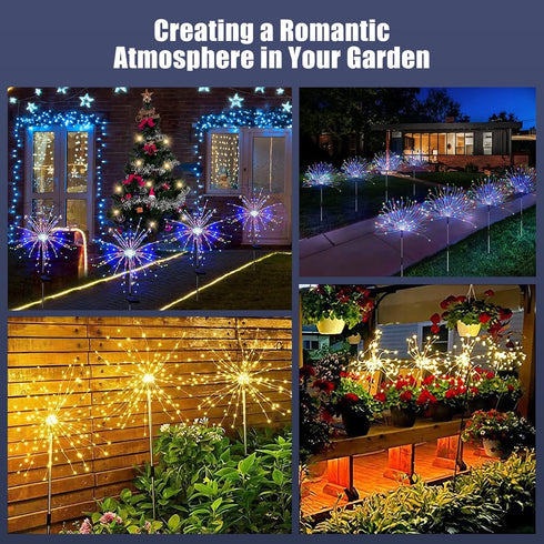 120 8 Colorful(2 Pack) DONGULI Outdoor Solar Garden Lights, LEDs Lighting Modes Waterproof Solar Fireworks Light