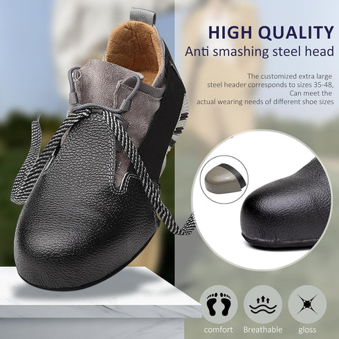Steel Toe Covers for Shoes, No Slip Metal Protector Cap for Workplace Men Women (Black 2.0)